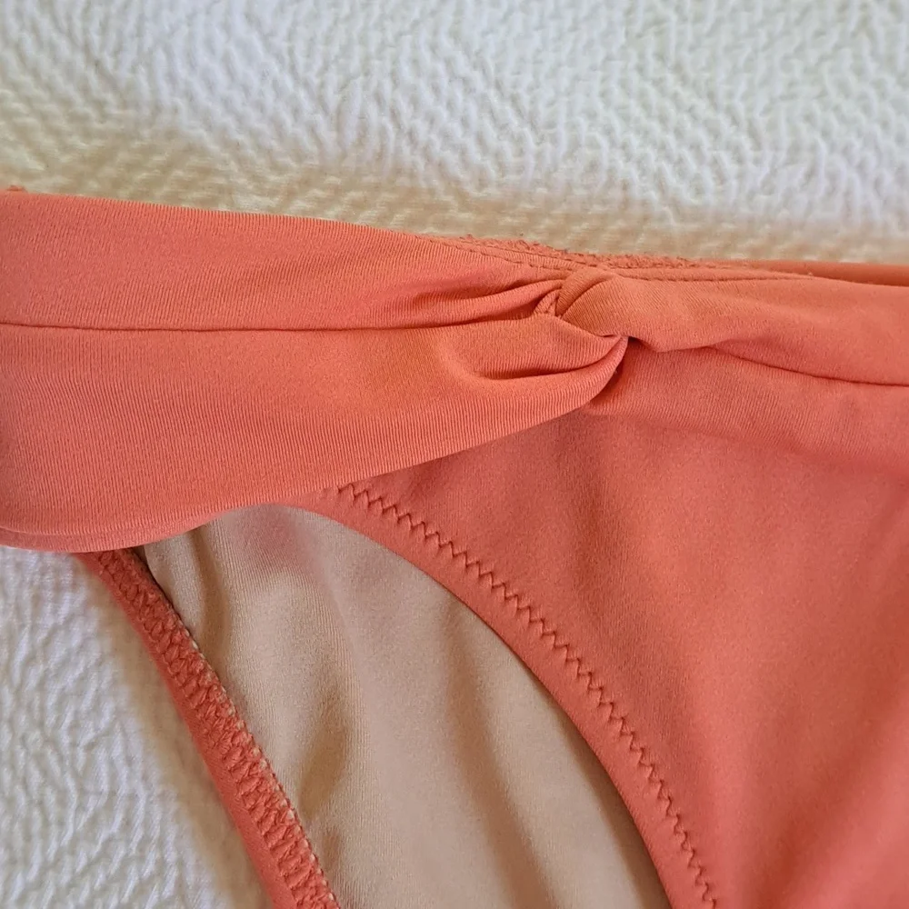 J.Crew Womens‎ Surf Hipster Twist Foldover Melon Bikini Bottom Lined Size MD